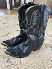Rios of Mercedes Dress Cowboy Boots w Silver Tip Snip Toe Men's 13D Black