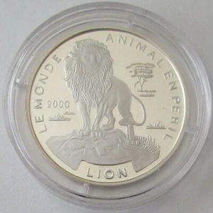 Togo 1000 Francos 2000 Animales León Plata - Imagen 1 de 2