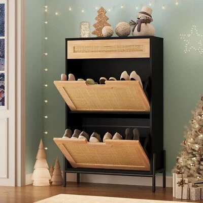 Zapatero con 2 Cajones Abatibles Zapatero Organizador de Almacenamiento para Entrada Hogar Foto 1 de 4