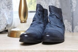 Miz Mooz - Leather Wide Width Ankle Boots - Sallie - River Blue - EU 37W 6.5- 7