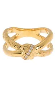 Anillo Entrecruzado Trenzado Judith Ripka enchapado en oro 14K Talla 7 $355 - Imagen 1 de 2
