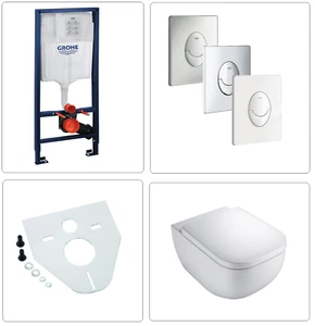 VIGOUR DERBY Wand WC spülrandlos mit Grohe Zubehör Drückerplatte Vorwandelement - Bild 1 von 30