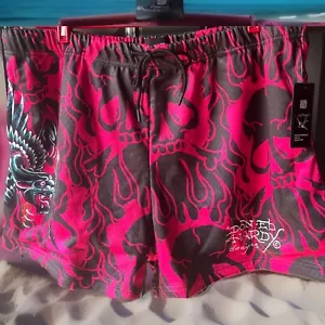 Pantaloncini Ed Hardy Rosa Drago Tatuaggio Maglia Uomo Taglia XL Basket Grafica Nuovi con etichette - Foto 1 di 10