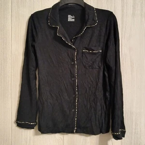 Gilligan & O'Malley Damen Gr. XS schwarz Gepardenmuster Akzent weich Pyjama Oberteil - Bild 1 von 6