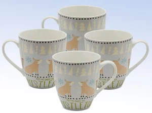 4er Set - Pfaltzgraff - MEET ME UNDER THE MISTLETOE - Übergroße Porzellantassen - Bild 1 von 2