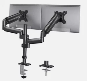 HUANUO Dual Monitor Mount up to 32 inches Screens, Taller Monitor Stand HNDS16B - Picture 1 of 9