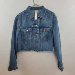 Pink Victoria's Secret Cropped Raw Hem Jean Denim Jacket NWT Women's Size Small - Picture 1 of 5
