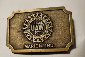 Local UAW 977 Marion Indiana Belt Buckle Hit Line USA - Imagen 1 de 3