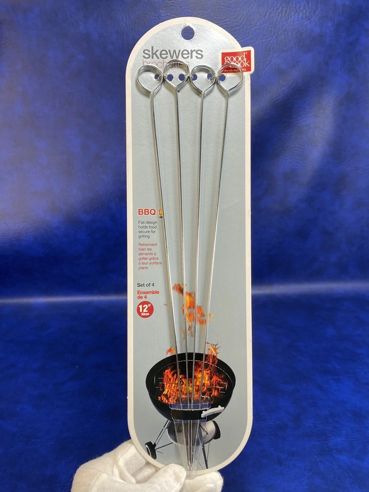Good Cook Set of 4 Skewers Flat Design for BBQ Grilling Barbeque Summer Grill - Image 1 of 4