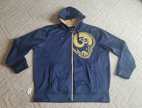 Los Angeles Rams Hooded Jacket Majestic Mens 2XL 2X-Large Polyester Blue NFL Cover