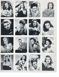 Photo Sheet with 16 Female Actors B&W 8x10 Glossy - 1940s - 1950s - Picture 1 of 1