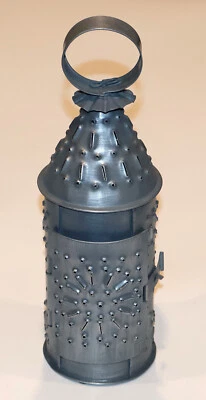 Baker's Lantern Galvanized Punched Tin Rustic Farmhouse Decor 10" Broken Hinge - Imagem 1 de 4