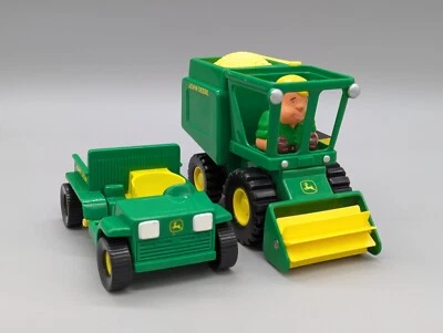 RC2 John Deere Tractor Corn Combine Harvester + ATV Gator + Farmer Toy Lot - Image 1 of 4