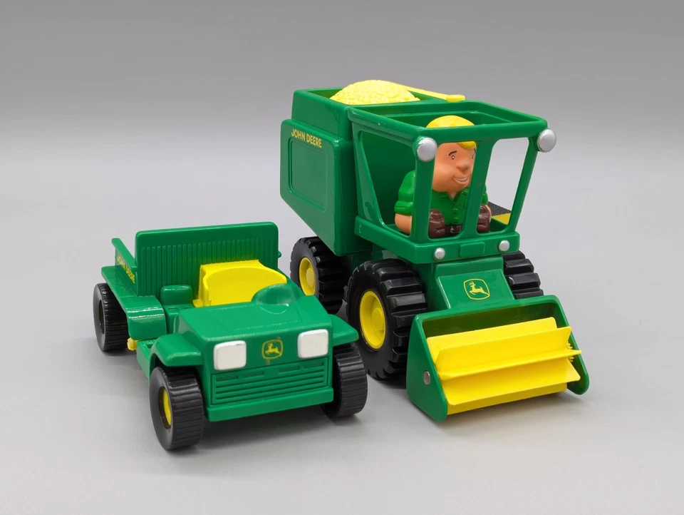 RC2 John Deere Tractor Corn Combine Harvester + ATV Gator + Farmer Toy Lot - Image 1 of 4