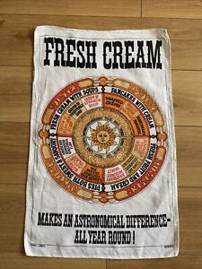 Vintage tea towel. Fresh cream. Irish linen. unused 