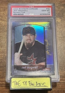 2000 Bowman Chromeš„ Refractorš„ Jeff Bagwell #40 PSA 10 GEM MT *POP 2* HOF+ MVP - Picture 1 of 5