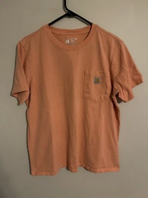 Carhartt Loose Fit Pastel Peach Logo Pocket Work T-Shirt - Youth XLarge 16-18 - Image 1 of 4