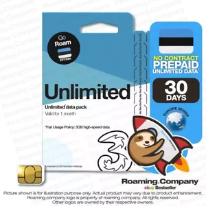 ๐ Estonia UNLIMITED DATA Prepaid Travel SIM Roaming Hotspot 3GB4G - Picture 1 of 6
