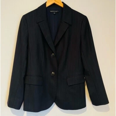 Lafayette 148 New York Blue Pinstripe Wool Blend Blazer Size 8 - Image 1 of 4