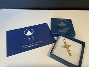 St Benedict Cross Crucifix Pendant,from Vatican Gift Shop,Silver W/ Gold Overlay - Picture 1 of 8