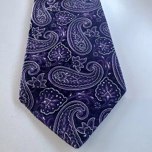 MICHELSONS Men's SEVENFOLD 100% Silk Necktie Designer PAISLEY Purple Preowned - Picture 1 of 9