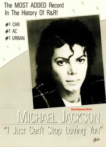 1987 Michael Jackson "I Just Can't Stop Loving You" Industry Promo Reprint Ad - Picture 1 of 1