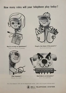 1964 Bell Telephone System How Many Roles Will Your Telephone Play Vtg Print Ad - Picture 1 of 1
