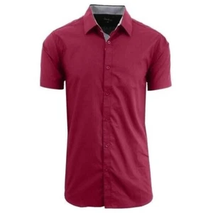 Galaxy By Harvic Mens Slim-Fit Short Sleeve Button Up, Burgundy, NWT, Size M - Picture 1 of 5