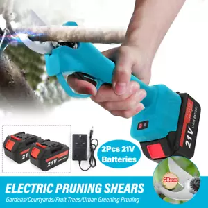 2 Batteries Brushless Electric Secateurs Garden Cordless Pruning Shears 21V - Picture 1 of 17