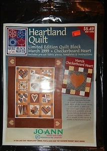JoAnn Heartland Quilt Block des Monats März 1999 Queen of Hearts versiegelt - Bild 1 von 2