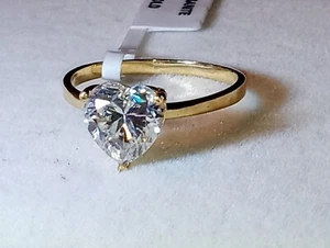 2.0Ct Moissanite Heart Ring Certified Lab Created 14kt Solid Yellow Gold Size 7 - Picture 1 of 21