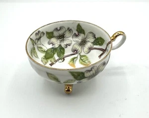 UCAGCO China Floral Pattern Three Footed Tea Cup Made in Japan Dogwood Blossom - Picture 1 of 17