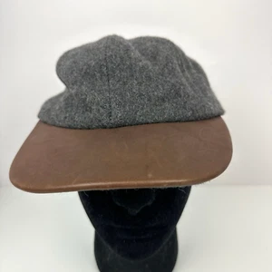 Vintage Banana Republic Baseball Cap Gray Wool/ Brown Leather OSFA Made In USA - Picture 1 of 11