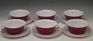 ROSENTHAL MODERN SECUNDA PURPLE SET OF 6 BOUILLON CREAM SOUP CUPS AND SAUCERS - Picture 1 of 7