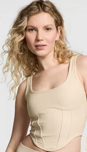 NEU 34 $ Victoria's Secret hellbraunes Micro Korsett-Top mit Cinch GRÖSSE XL - Bild 1 von 3