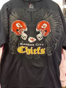KANSAS CITY CHIEFS NUEVO CON ETIQUETAS CAMISA NEGRA CARA APAGADA EQUIPO NFL ropa - Imagen 1 de 1