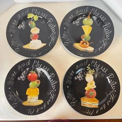 Set of 4 American Atelier At Home Plates Hors Doeuvres 5338 8" Wine Cheese Party - Imagem 1 de 4