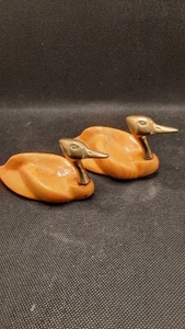 Enesco Brass/wood Duck Figurines 1984 - Picture 1 of 5