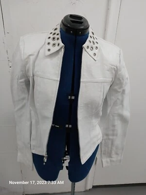 Chaqueta de cuero blanca para mujer talla 4 de Caché Foto 1 de 4