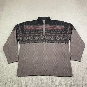 VTG Obermeyer Sweater Mens M 1/4 Zip Mock Neck Long Sleeve Cable Fair isle Print - Picture 1 of 12