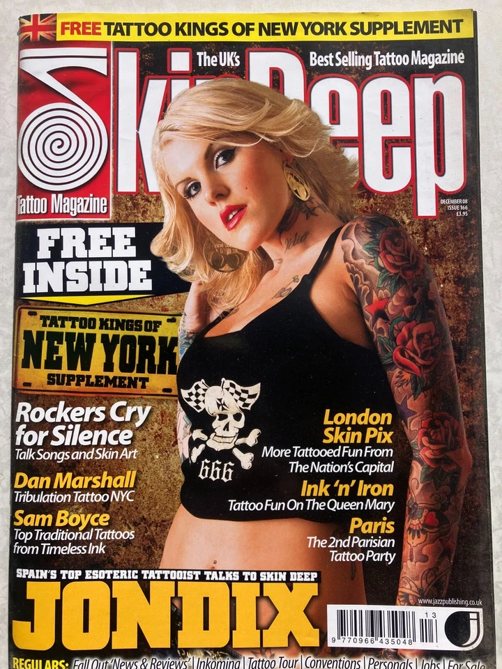 SKIN DEEP TATTOO MAGAZINE DEC 2008 - JOINDIX - DAN MARSHALL - SAM BOYCE - PARIS - Image 1 of 1
