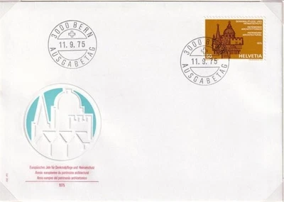 SA21d Switzerland 1975 Architectural Heritage Year mint stamp + FDC - Image 1 of 2