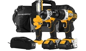 🔥 JCB 20V Elektrowerkzeuge 3tlg. Bohrhammer, Schlagschrauber & LED Arbeitsleuchte mit Tasche - Bild 1 von 15