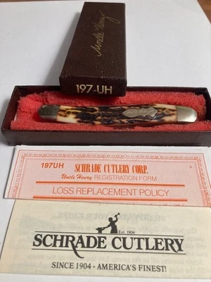 Navaja de bolsillo vintage Schrade tío Henry 197UH pata de gato Foto 1 de 4