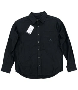 MENS XL - New Jordan Essentials Twill 1Pocket Button LOOSE FIT Black LONG SLEEVE - Picture 1 of 6