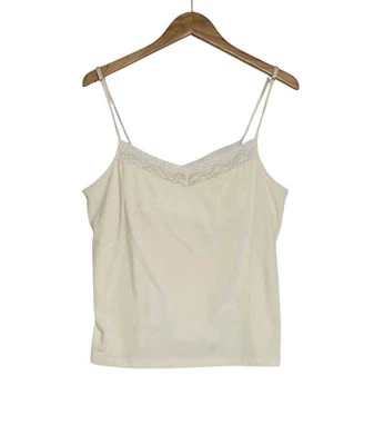 Talbots Ivory Lace Trim Adjustable Straps Camisole Tank Top Size Large NWT  - Image 1 of 4