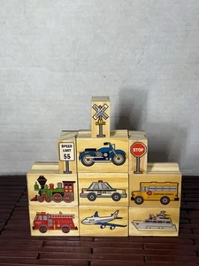 Set of 10 Transportation Wood Mounted Rubber Stamps - Picture 1 of 2