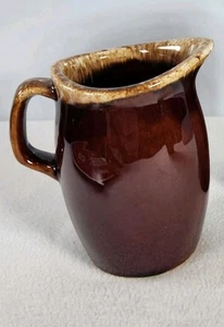 Vintage Hull Brown Drip Pottery Syrup Creamer Pitcher 4.5" RUSTIC FARMHOUSE HOME - Picture 1 of 7