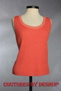 St John Strick Zopfmuster Tank, Top, Shell Orange/Kragenbesatz Gr. Ex-Large Neu ohne Etikett - Bild 1 von 4