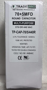 70+5MFD 370 or 440V Round Run Capacitor TP-CAP-70/5/440R Trade Pro - Picture 1 of 1